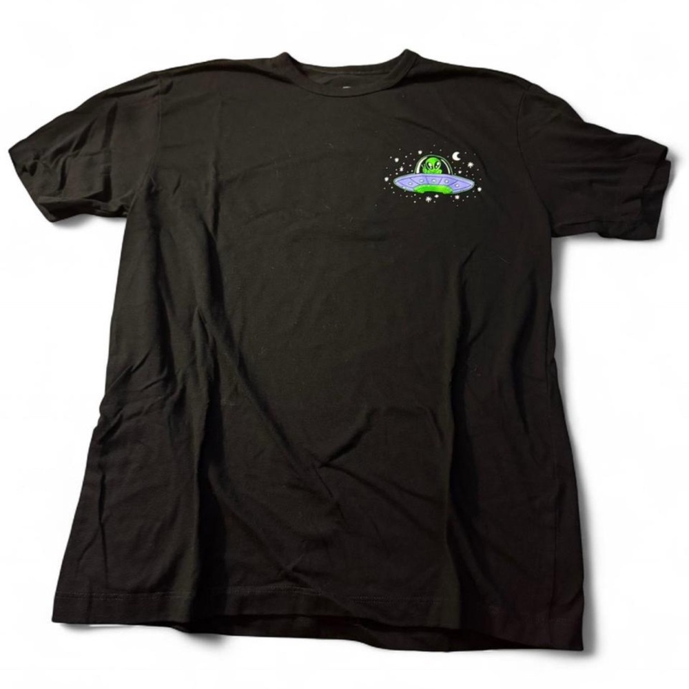 Wonder Nation Black Tee with Green and Purple UFO Design